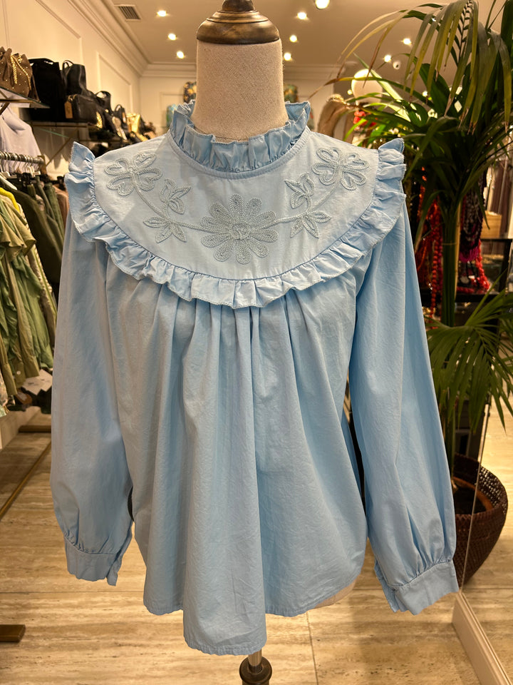 BLUSA BORDADA CELESTE