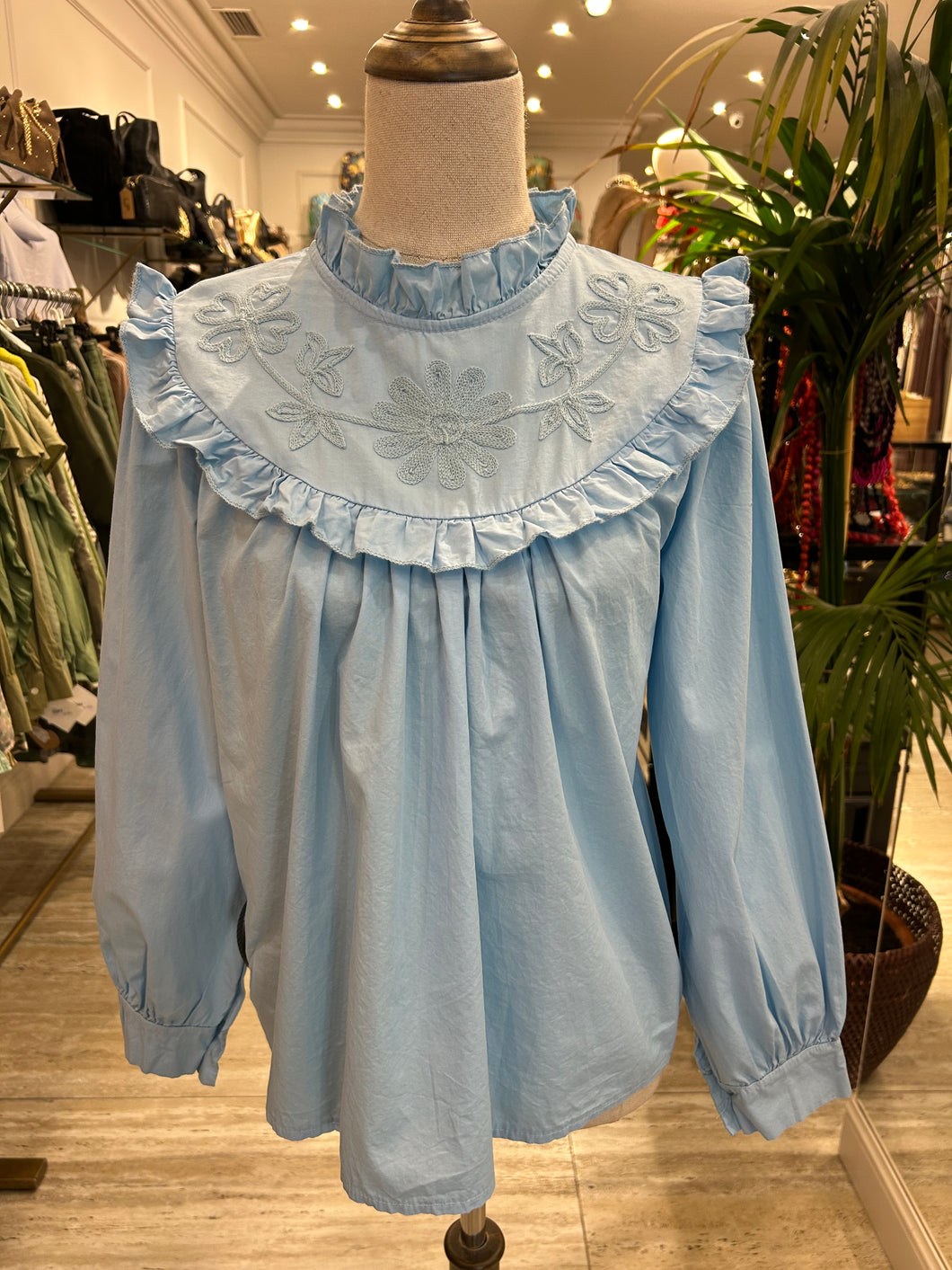 BLUSA BORDADA CELESTE