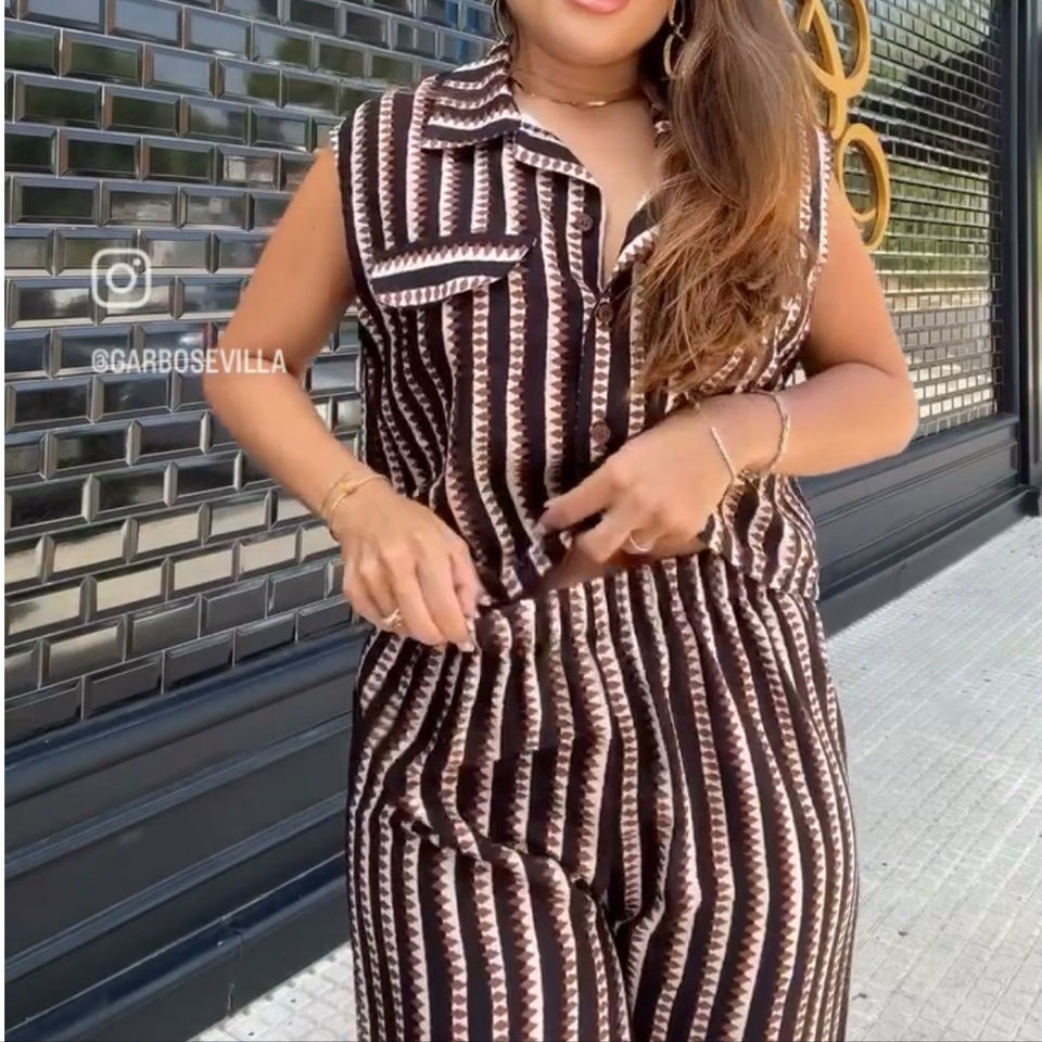 CONJUNTO DE PANTALÓN ÉTNICO MARRÓN