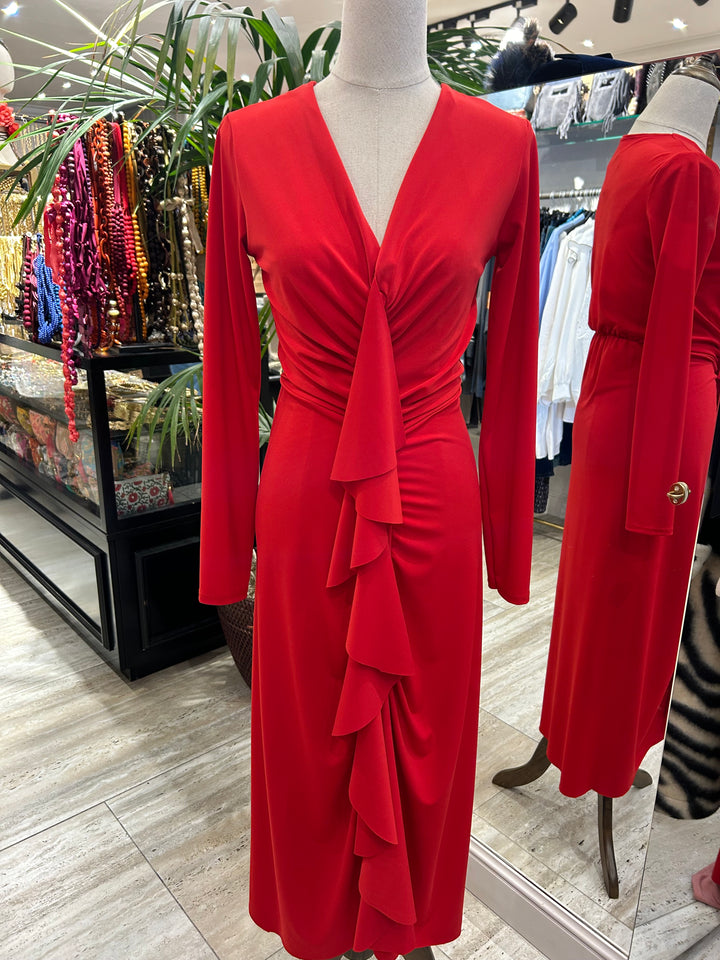 VESTIDO VOLANTE ROJO