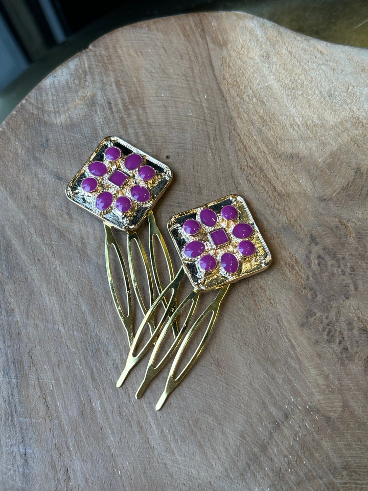 PEINA ESMALTADA CON RELIEVE BUGANVILLA