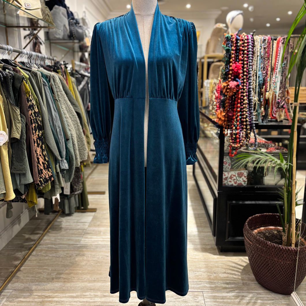 KIMONO MANGA FRUNCIDA AZUL PETROLEO