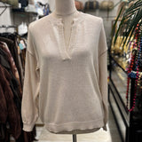 JERSEY BEIGE CUELLO V PUNTO FINO