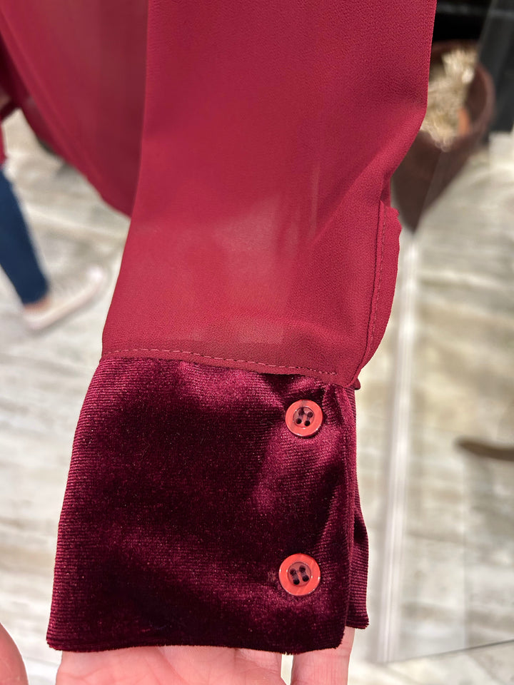 CAMISA LAZO TERCIOPELO BURDEOS