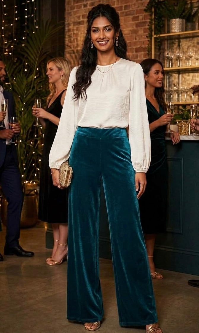 PANTALON TERCIOPELO AZUL PETROLEO