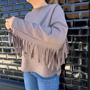 SUDADERA OVERSIZE FLECOS TOPO
