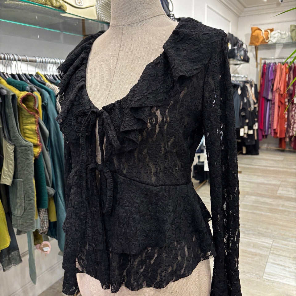 BLUSA DE ENCAJES NEGRO