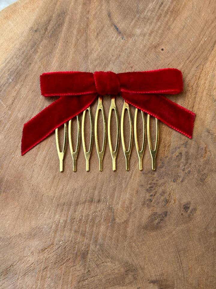 PEINA LAZO TERCIOPELO ROJO