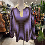 CAMISETA POLERA DE RAYAS MARRÓN Y MALVA