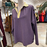 CAMISETA POLERA DE RAYAS MARRÓN Y MALVA