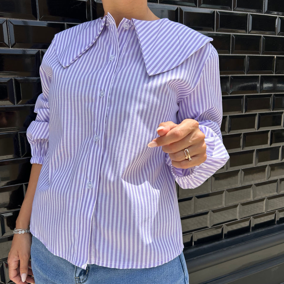 CAMISA DE RAYAS MALVA