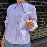 CAMISA DE RAYAS MALVA
