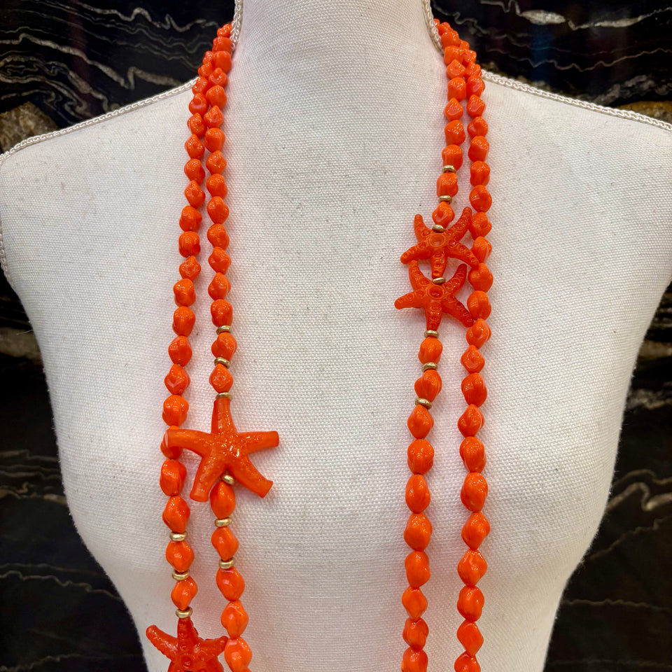 COLLAR LARGO ESTRELLA DE MAR NARANJA