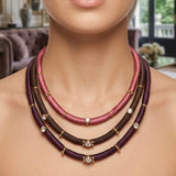 COLLAR CUERDAS BURDEOS