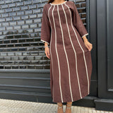 VESTIDO MARRON CON VIVOS