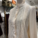 BLUSA BEIGE CUELLO MAO