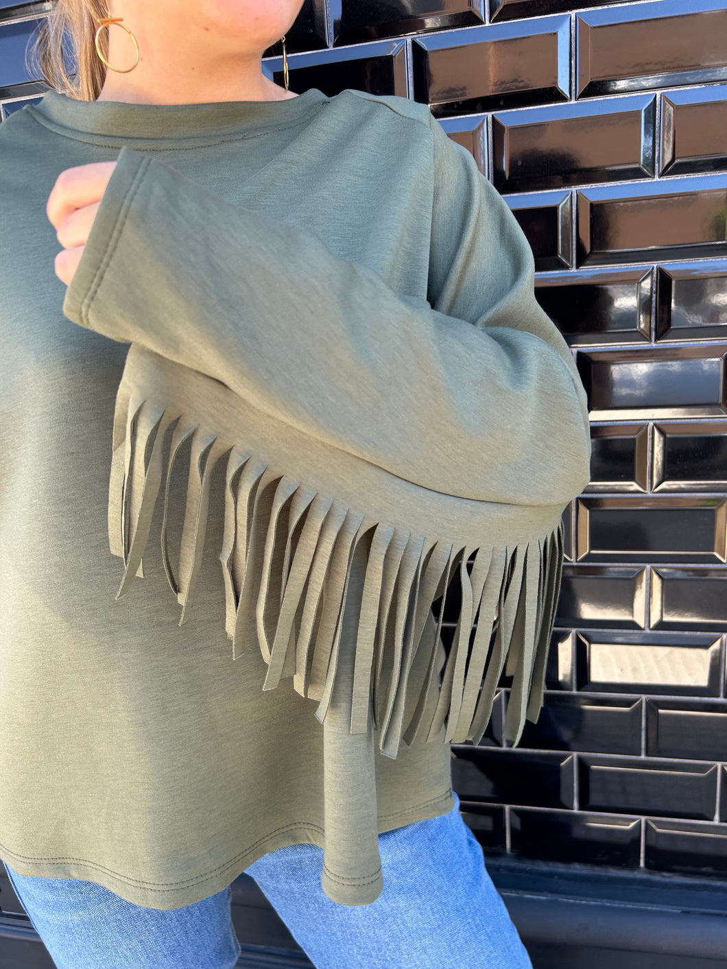 SUDADERA OVERSIZE FLECOS VERDE