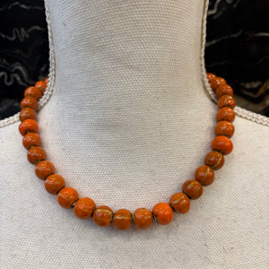 COLLAR DE CERAMICA BOLAS NARANJA