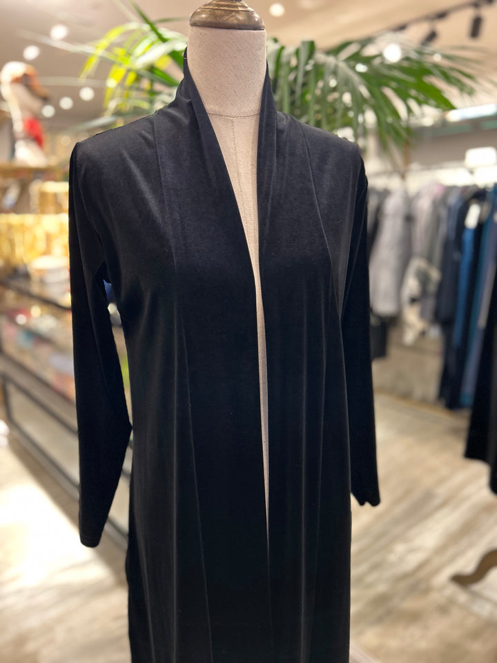 KIMONO DE TERCIOPELO 3/4 NEGRO