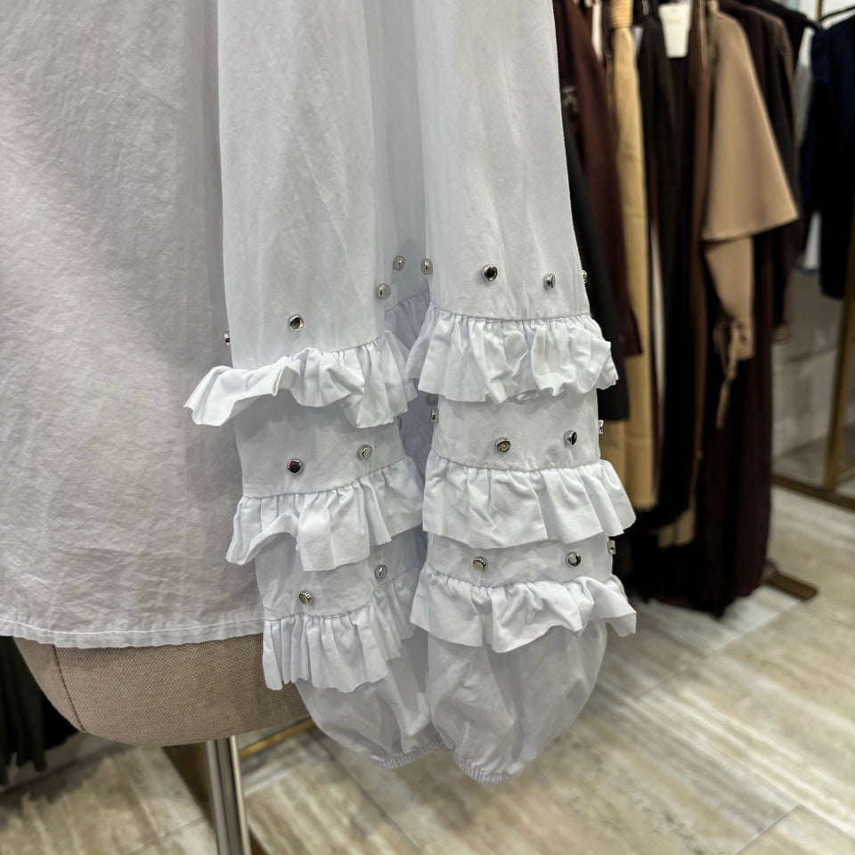 BLUSA BLANCA VOLANTES EN MANGA