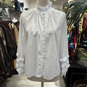 BLUSA BLANCA VOLANTES EN MANGA