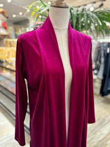 KIMONO DE TERCIOPELO 3/4 FUCSIA