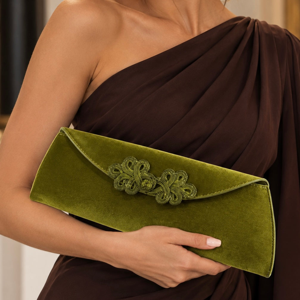CARTERA TERCIOPELO VERDE OLIVA