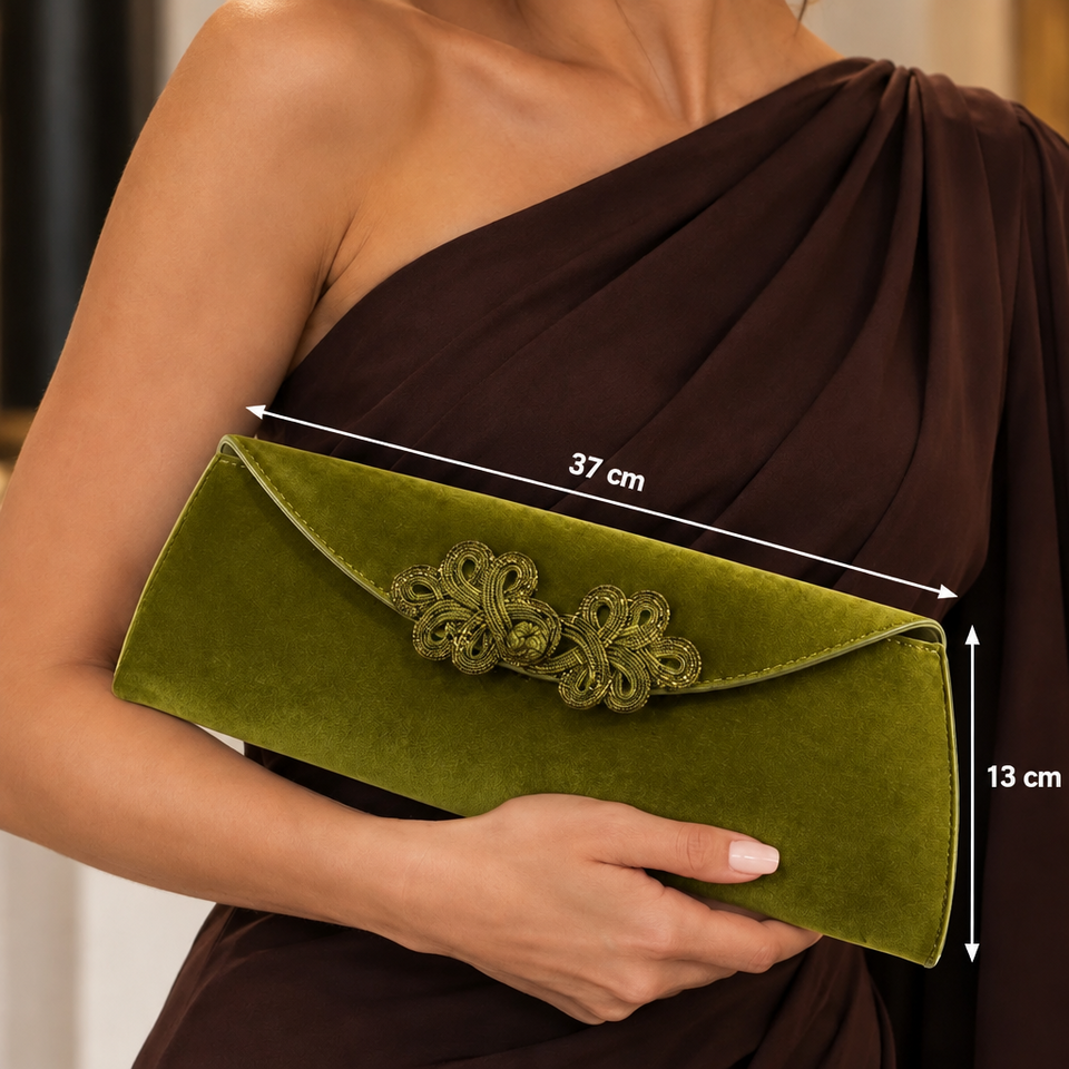 CARTERA TERCIOPELO VERDE OLIVA