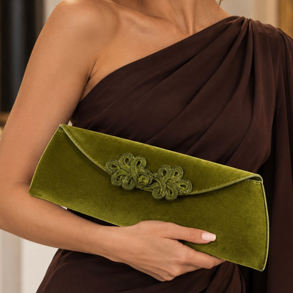 CARTERA TERCIOPELO VERDE OLIVA