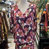 CONJUNTO DE FALDA SATINADO ESTAMPADO ROSA