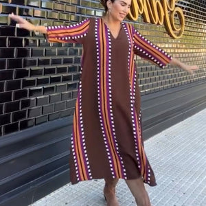 VESTÍDO ESTAMPADO DE RAYAS Y CUADROS
