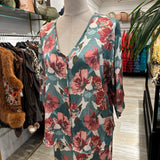 CONJUNTO DE FALDA SATINADO ESTAMPADO VERDE AGUA