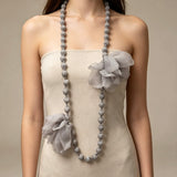 COLLAR  BOLAS TELA Y FLORES