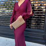 VESTIDO LARGO BURDEOS