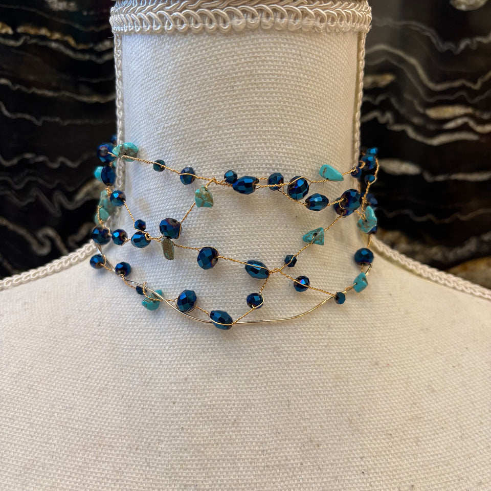 CHOKER PIERAS AZULES