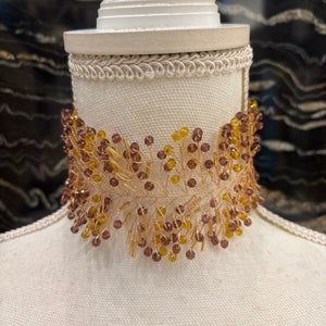 CHOCKER PIEDRAS MOSTAZA Y BRONCE