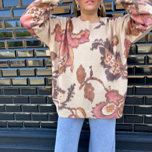 JERSEY DE FLORES BEIGE