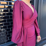 VESTIDO LARGO BURDEOS