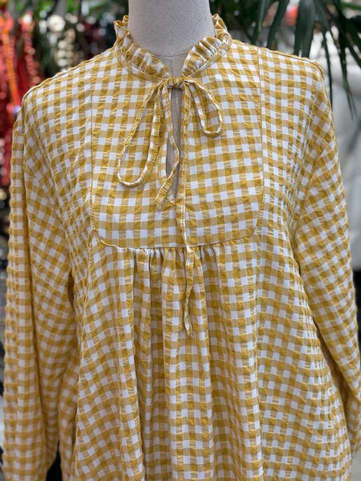 VESTIDO DE CUADRO VICHY AMARILLO