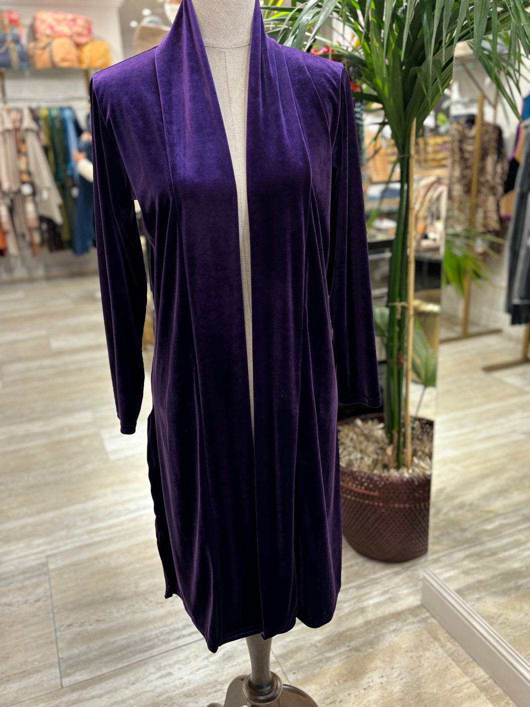 KIMONO DE TERCIOPELO 3/4 MORADO