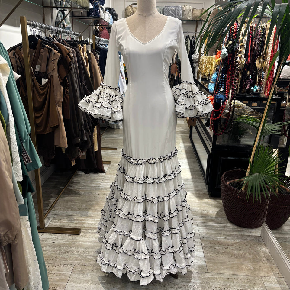 TRAJE FLAMENCA LISO BLANCO