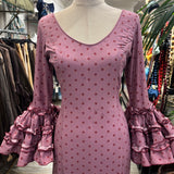 TRAJE DE FLAMENCA LUNARES MALVA