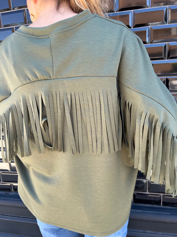 SUDADERA OVERSIZE FLECOS VERDE