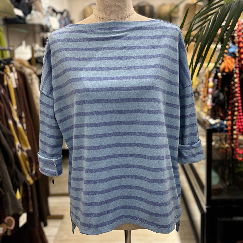 CAMISETA DE RAYAS AZUL Y CELESTE