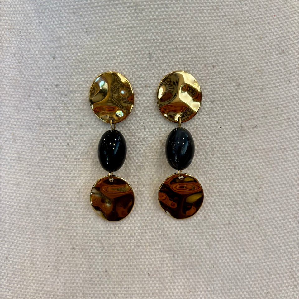 PENDIENTE PIEDRA NEGRA Y CIRCULO