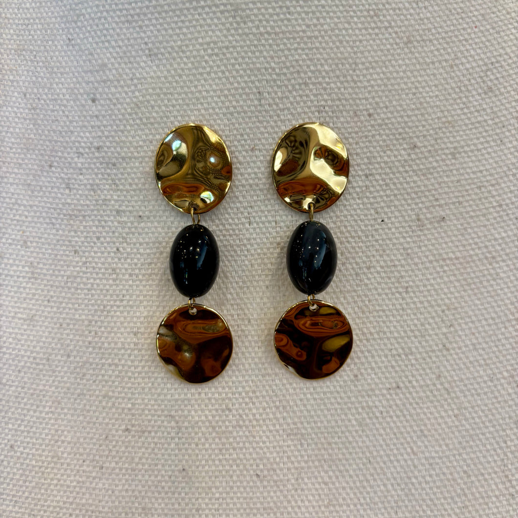 PENDIENTE PIEDRA NEGRA Y CIRCULO