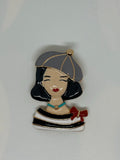 BROCHE MUJER BOINA GRIS