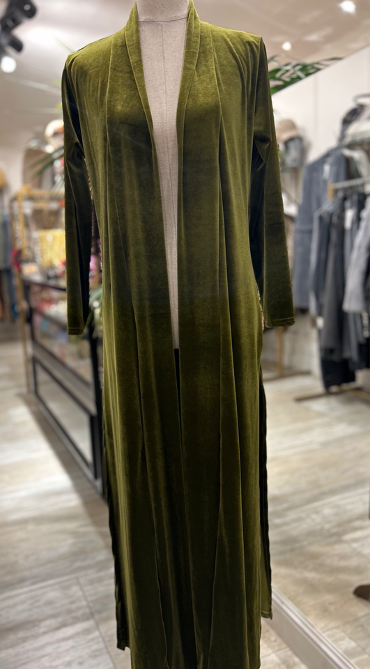 KIMONO TERCIOPELO LARGO VERDE PISTACHO