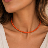 COLLAR  CUENTA OVALADA NARANJA
