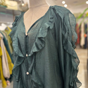 BLUSA VERDE BOTELLA DE VOLANTES